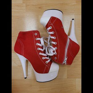 NEW Pleaser DELIGHT-600SK-02 Platform Lace Up Front Canvas Sneakers Size 8